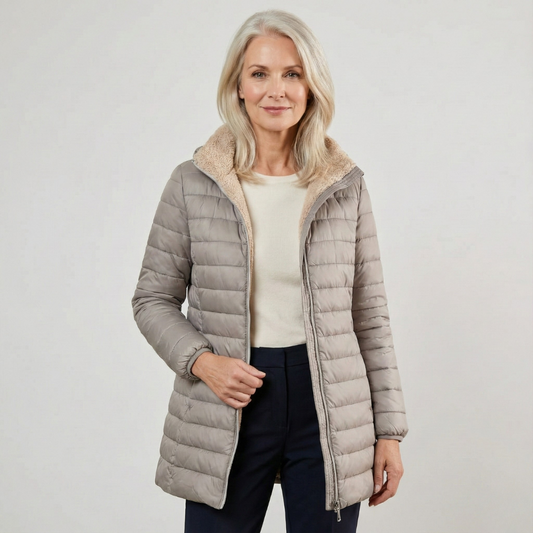 Élégante veste pour femme | Veste matelassée à capuche avec doublure en teddy