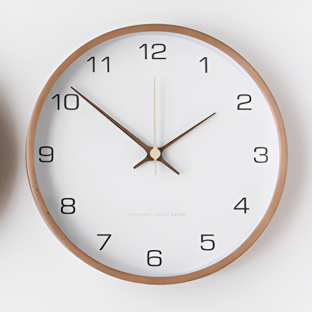 Horloge murale ronde en bois Orbs | Horloge à quartz silencieuse