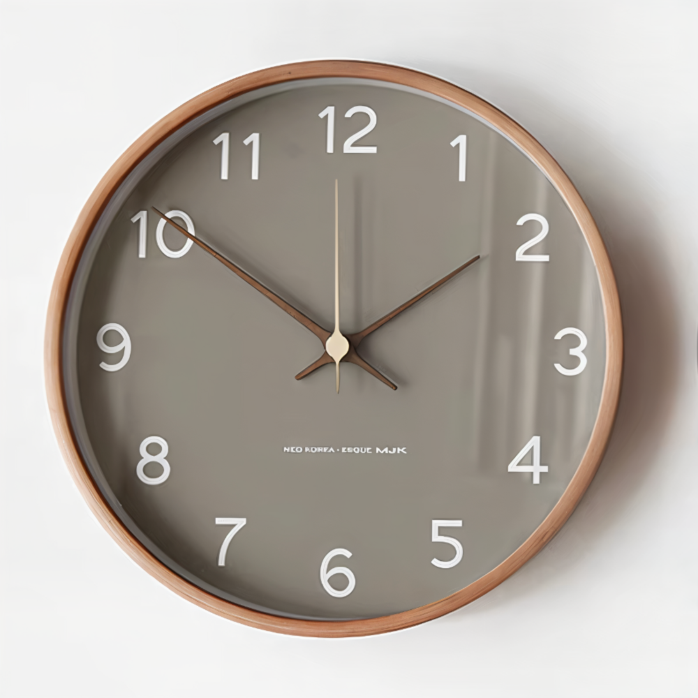 Horloge murale ronde en bois Orbs | Horloge à quartz silencieuse