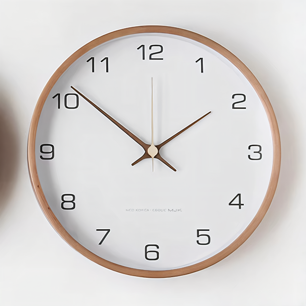 Horloge murale ronde en bois Orbs | Horloge à quartz silencieuse