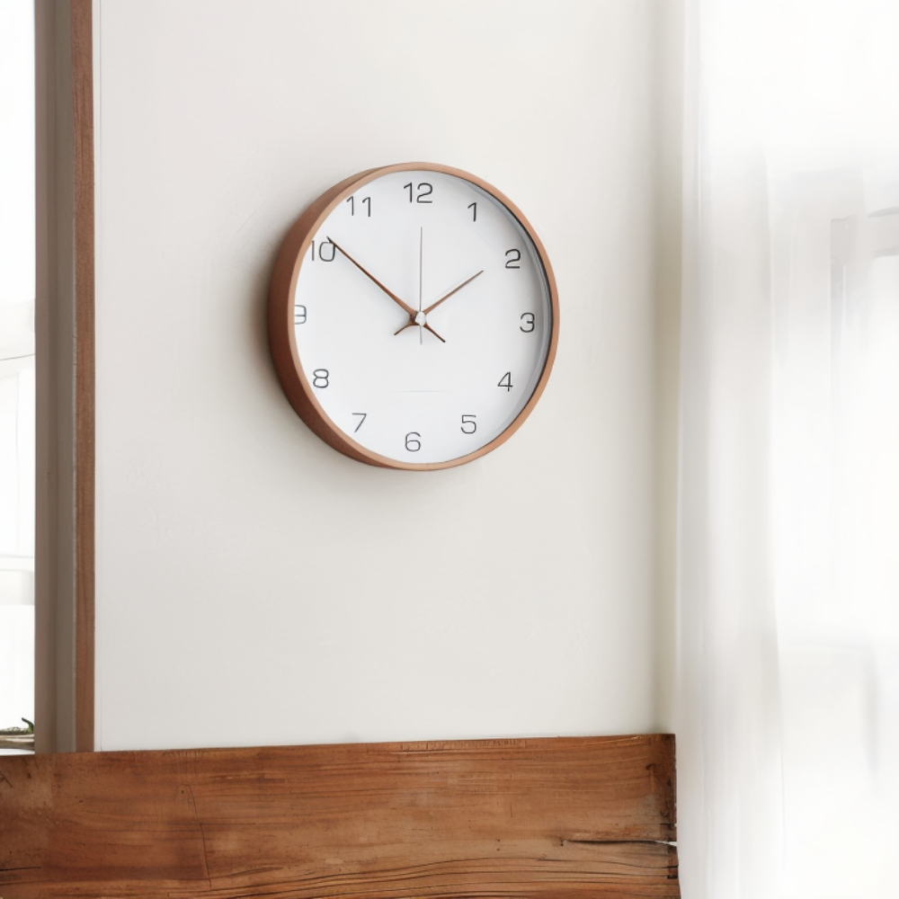 Horloge murale ronde en bois Orbs | Horloge à quartz silencieuse