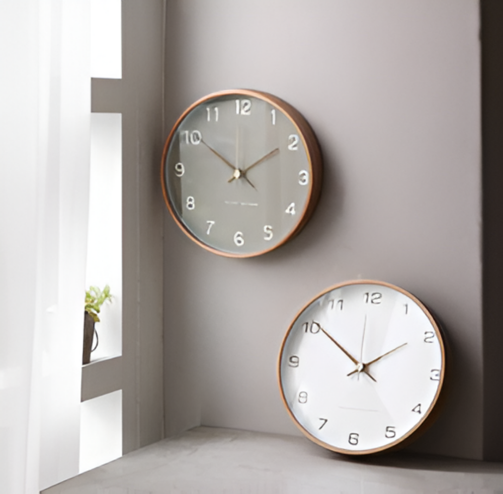 Horloge murale ronde en bois Orbs | Horloge à quartz silencieuse
