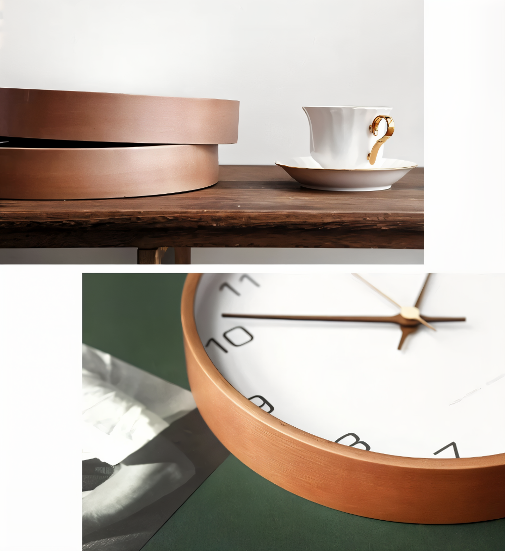 Horloge murale ronde en bois Orbs | Horloge à quartz silencieuse