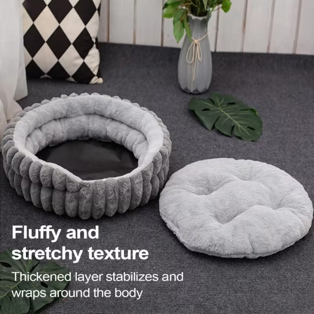 Klassiek Pluche Donut Nest Huisdierenbed | Zacht Katten- & Hondenbed