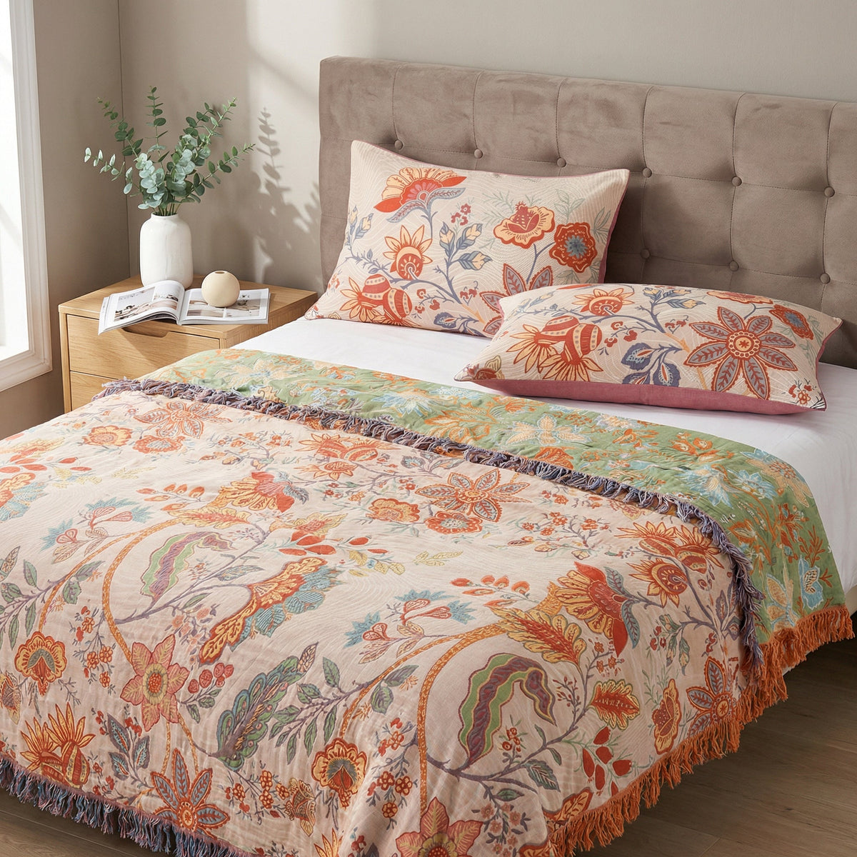 Rustieke Bloemen Boho Kussenslopen 2-Delige Set | 100% Katoen