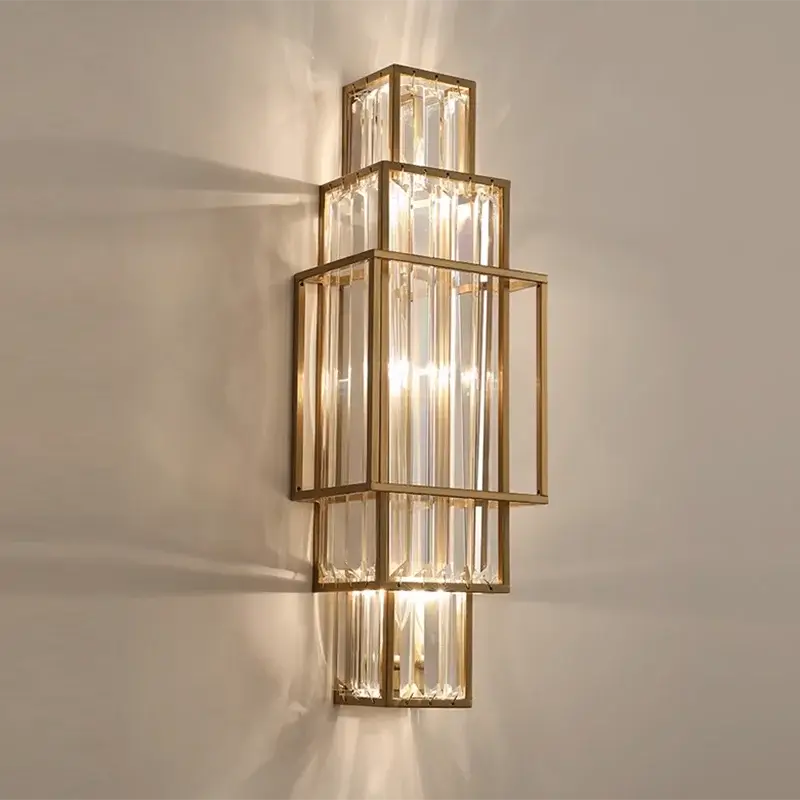 Art Deco Kristallen Wandlamp | Moderne Gouden Geometrische Lamp