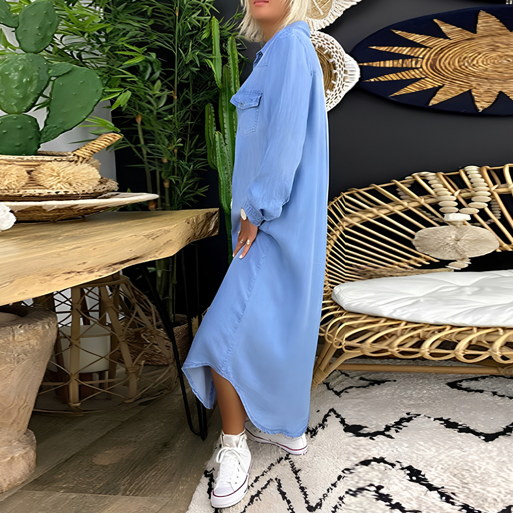 Robe-chemise en denim pour femme | Robe confortable et polyvalente