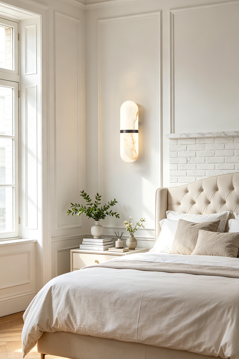 Sabine Capsule-alabastervæglampe | LED-vægbelysning