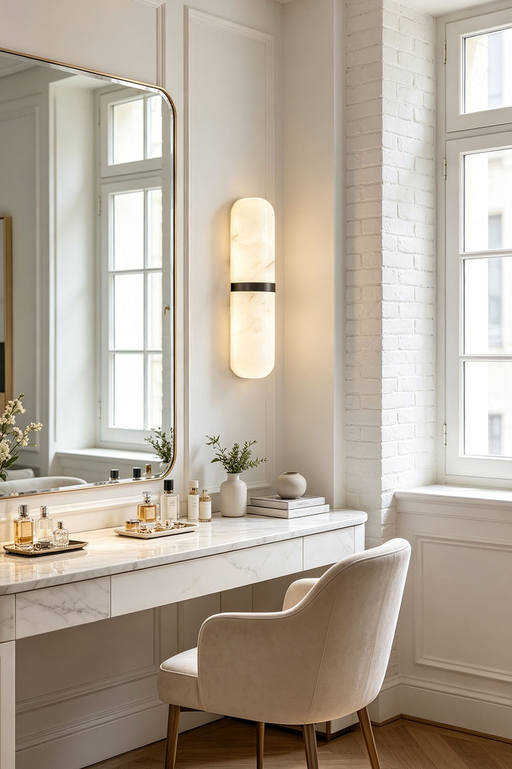 Sabine Capsule-alabastervæglampe | LED-vægbelysning