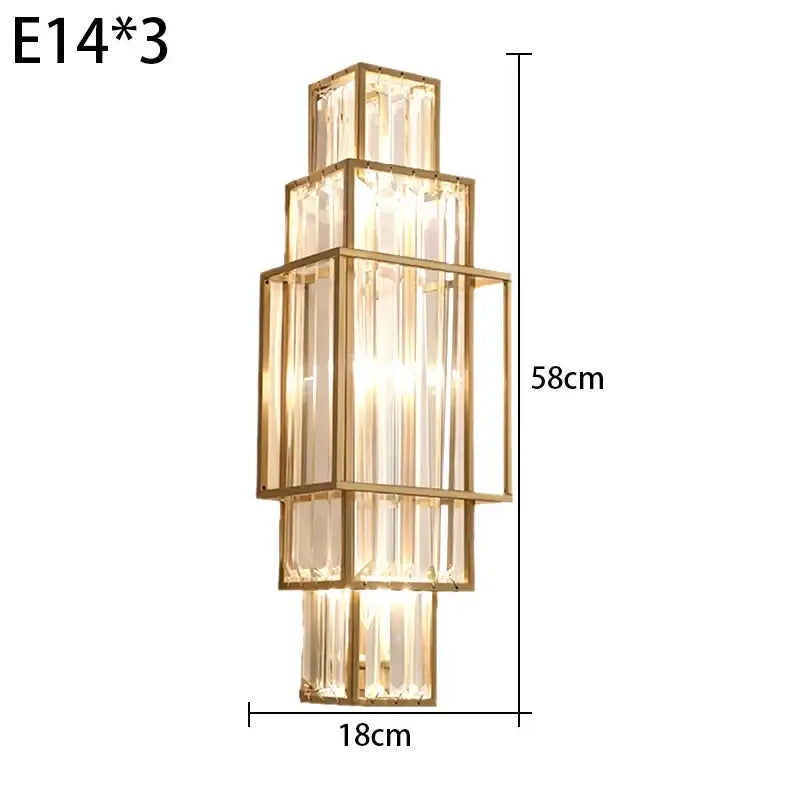 Art Deco Kristallen Wandlamp | Moderne Gouden Geometrische Lamp