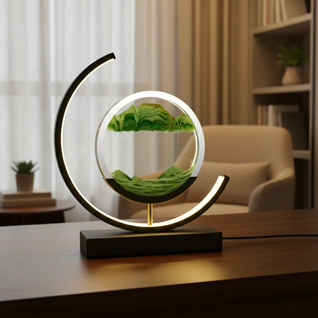 Afslappende sandlampe med LED – Meditativ stemningsbelysning