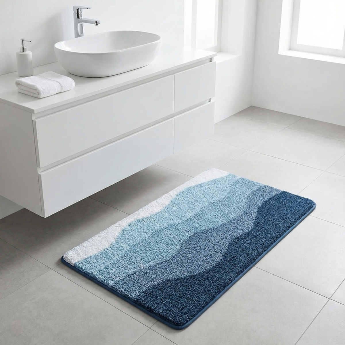 Minimalistische Badmat Met Golfdesign | Antislip & Absorberend