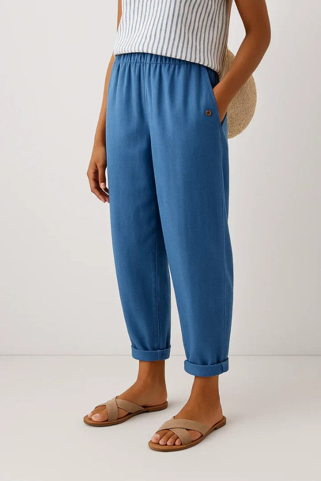Pantalon pour femme à effet lin | Pantalon droit décontracté