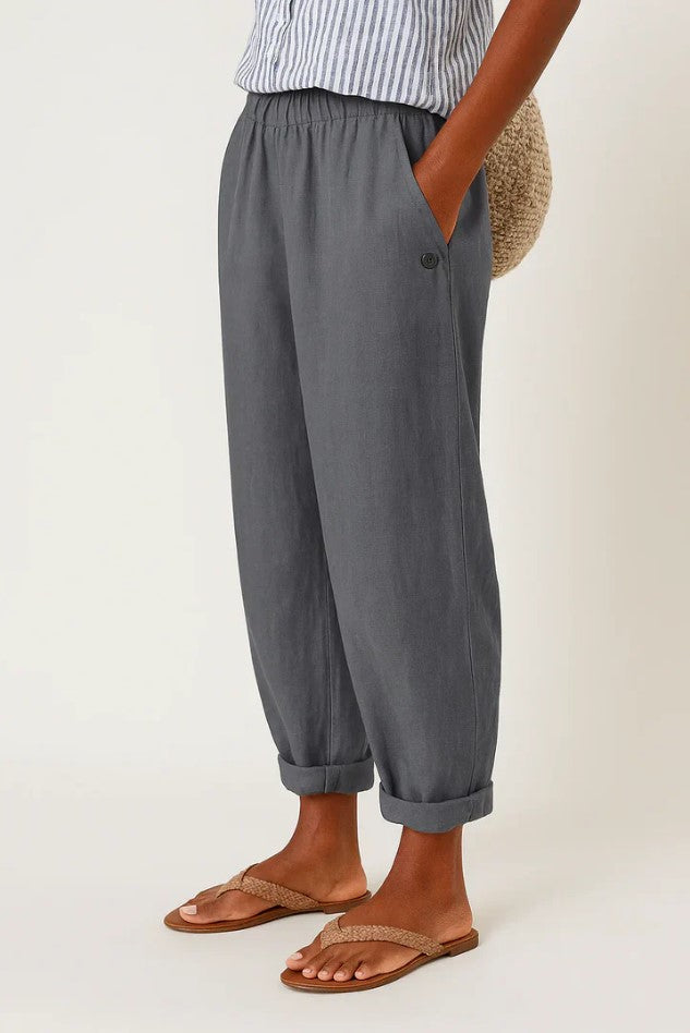 Pantalon pour femme à effet lin | Pantalon droit décontracté