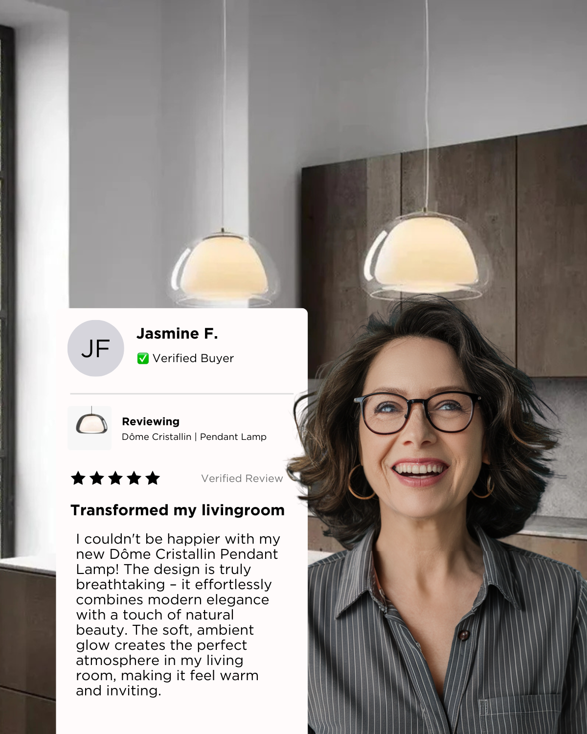 Kristalheldere Koepel Glazen Hanglamp | Japandi Luxe Verlichting