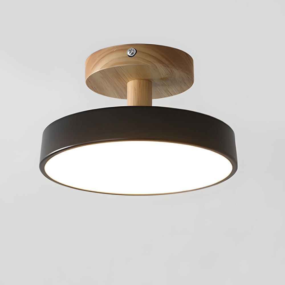Scandinavische Plafondlamp met Houten Basis & Zacht Pastel Design