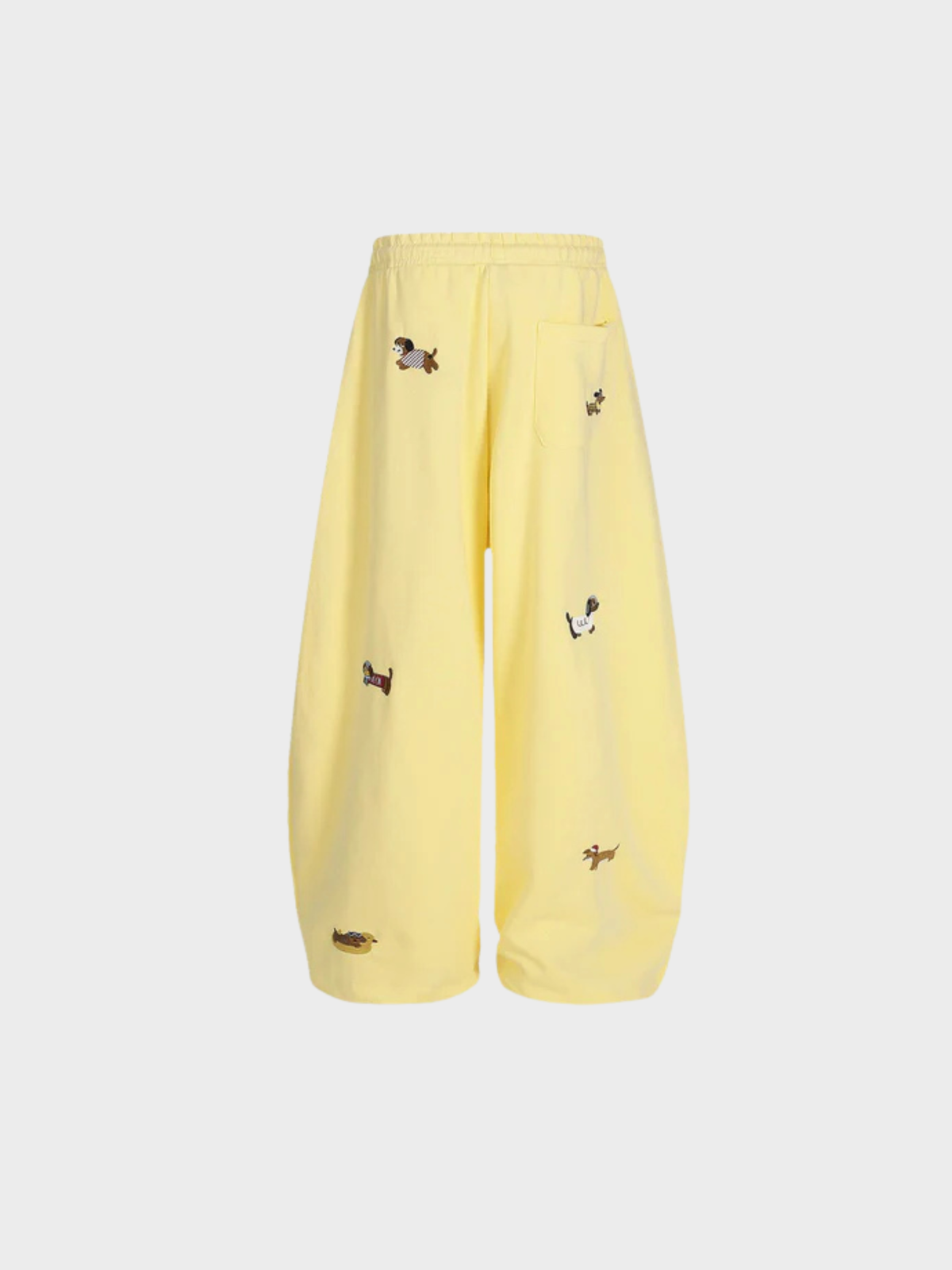 Women's Barrel-Leg Joggers | High-Waisted with Embroidered Dog