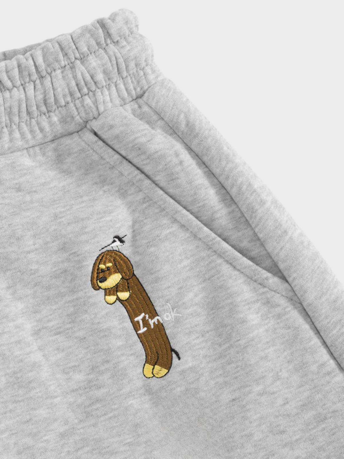 Women's Barrel-Leg Joggers | High-Waisted with Embroidered Dog