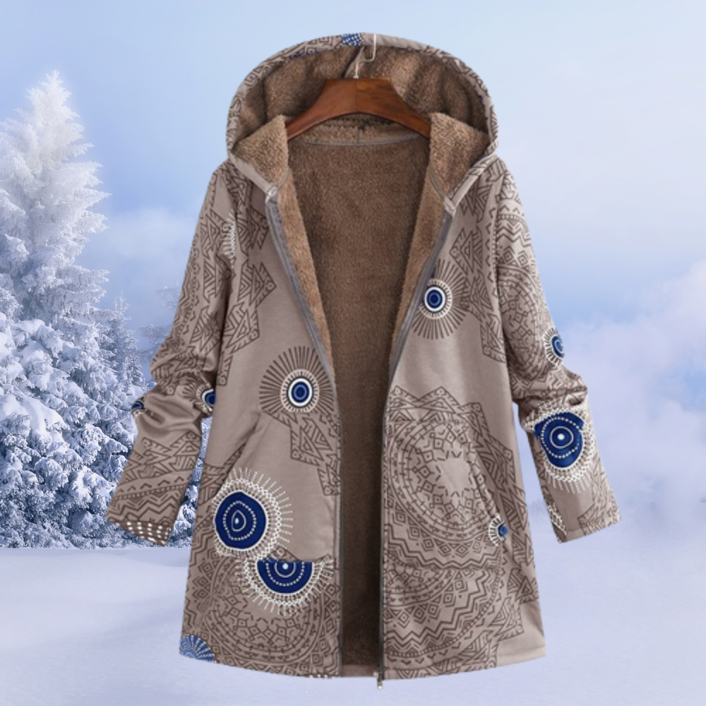 Varm fleece-hoodiejakke til kvinder med lynlås | Teddy-fleece-vinterjakke