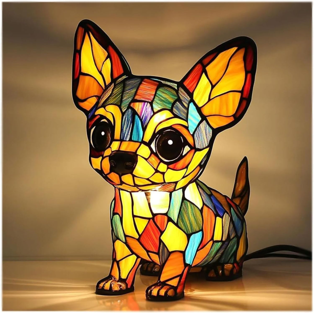 Kleurrijke Hondenlamp Van Hars | Decoratieve Dierenlamp