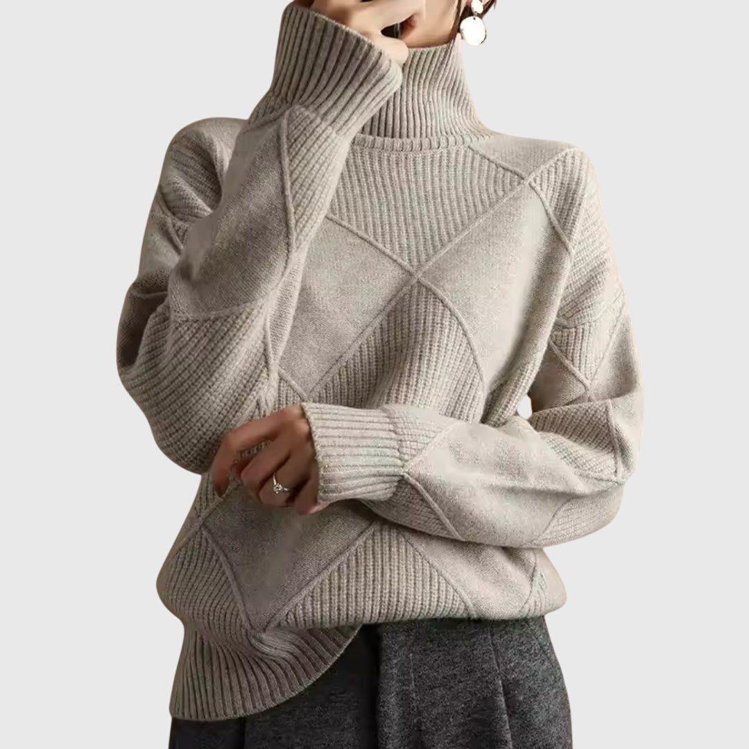 Damestrui Met Col | Oversized Wintertrui Met Diagonale Naden