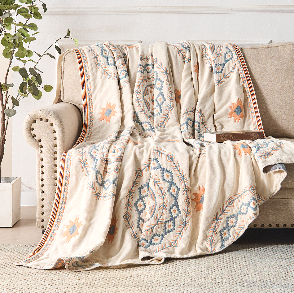 Serene Mandala Katoenen Plaid | Boho Decoratieve Deken