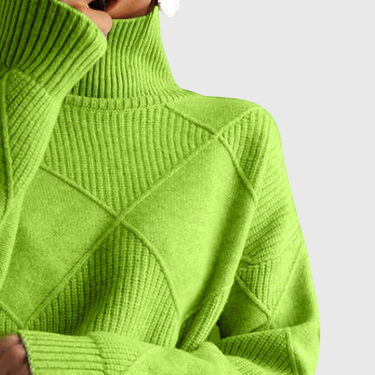 Damestrui Met Col | Oversized Wintertrui Met Diagonale Naden