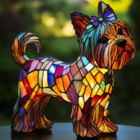 Kleurrijke Hondenlamp Van Hars | Decoratieve Dierenlamp