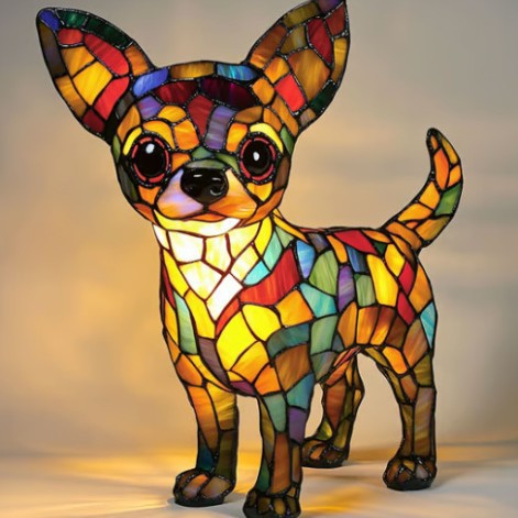 Kleurrijke Hondenlamp Van Hars | Decoratieve Dierenlamp