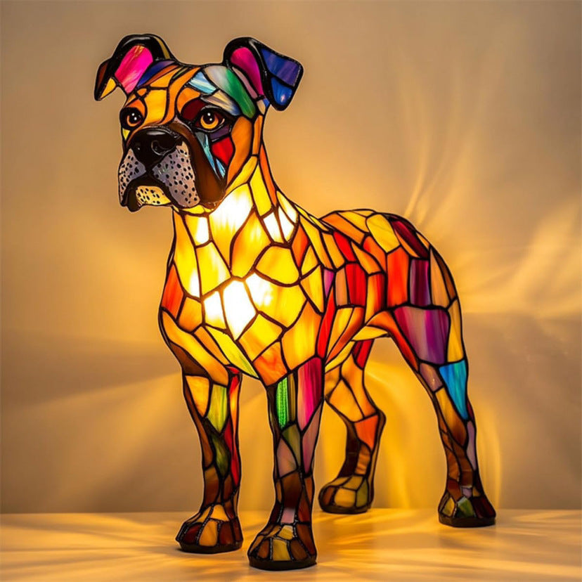Kleurrijke Hondenlamp Van Hars | Decoratieve Dierenlamp
