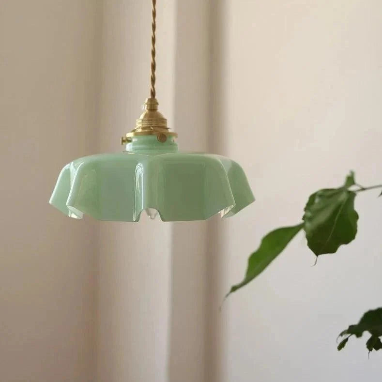Suspension française en verre | Suspension vintage avec finition en laiton