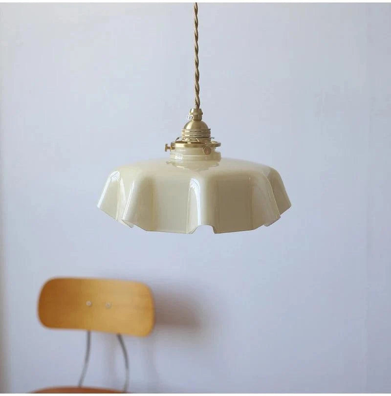 Suspension française en verre | Suspension vintage avec finition en laiton