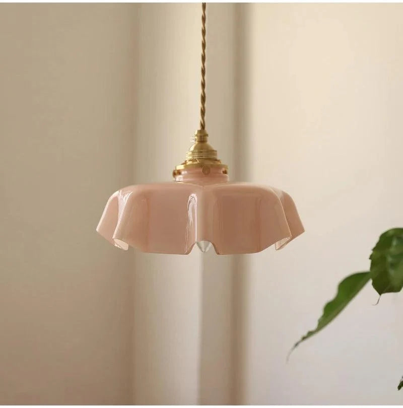 Suspension française en verre | Suspension vintage avec finition en laiton