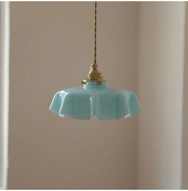 Suspension française en verre | Suspension vintage avec finition en laiton