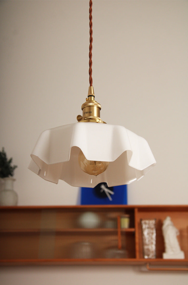Suspension française en verre | Suspension vintage avec finition en laiton