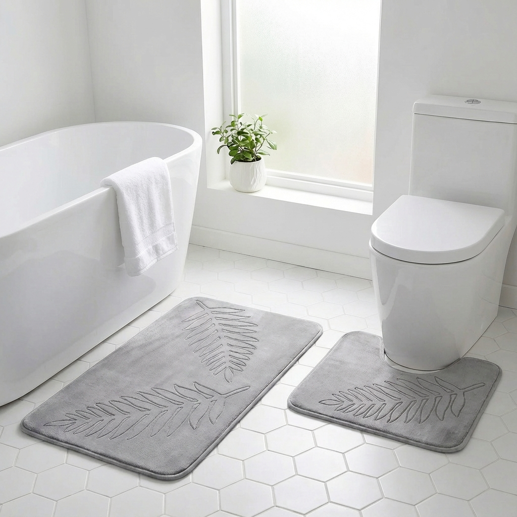 Nordic Leaf Badmatset | Scandinavisch Bladmotief 2-Delige Set