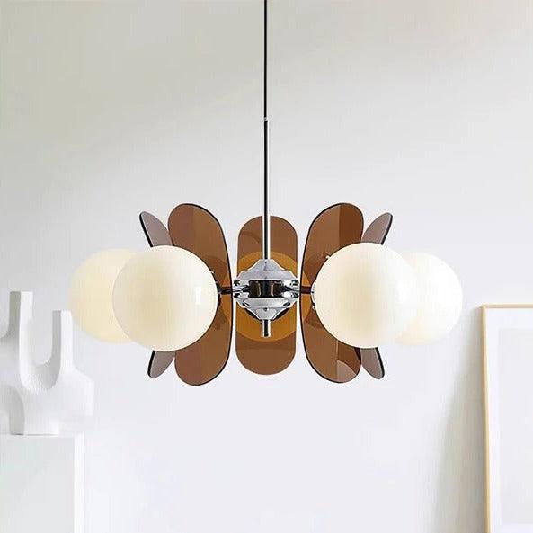 Italiaanse Retro Kroonluchter | Glazen & Metalen E27 Plafondlamp