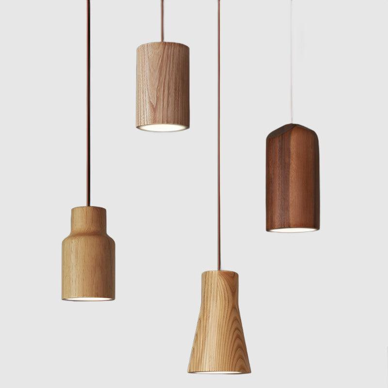 Pendellampe i massivt tre | Minimalistisk lampe med ledning