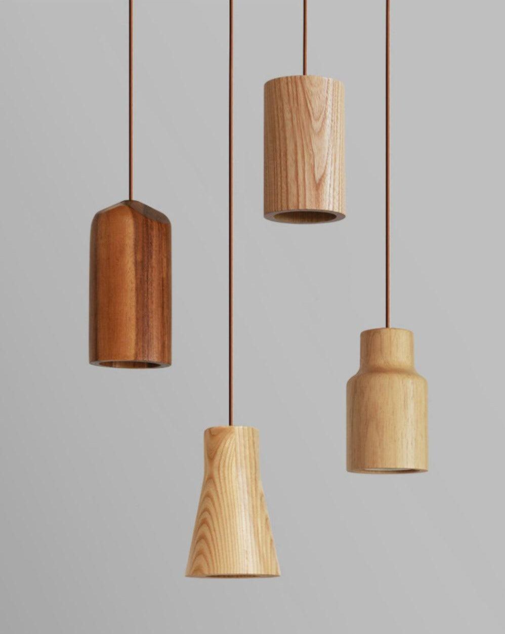 Pendellampe i massivt tre | Minimalistisk lampe med ledning