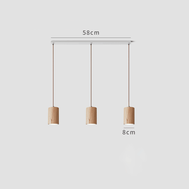 Pendellampe i massivt tre | Minimalistisk lampe med ledning