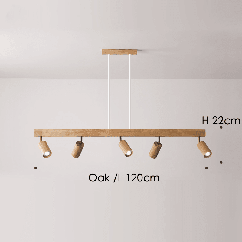 Drewniana lampa punktowa | Regulowana lampa sufitowa LED w kolorze dębu i orzecha włoskiego