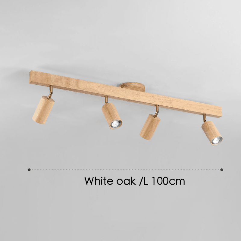Drewniana lampa punktowa | Regulowana lampa sufitowa LED w kolorze dębu i orzecha włoskiego