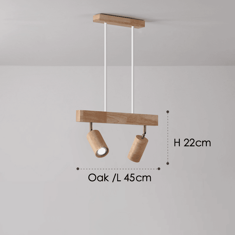 Drewniana lampa punktowa | Regulowana lampa sufitowa LED w kolorze dębu i orzecha włoskiego