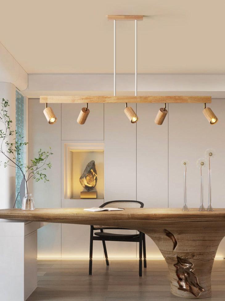 Drewniana lampa punktowa | Regulowana lampa sufitowa LED w kolorze dębu i orzecha włoskiego