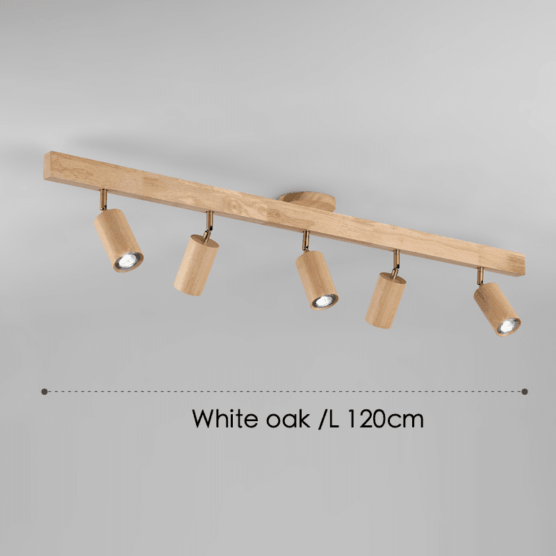Drewniana lampa punktowa | Regulowana lampa sufitowa LED w kolorze dębu i orzecha włoskiego