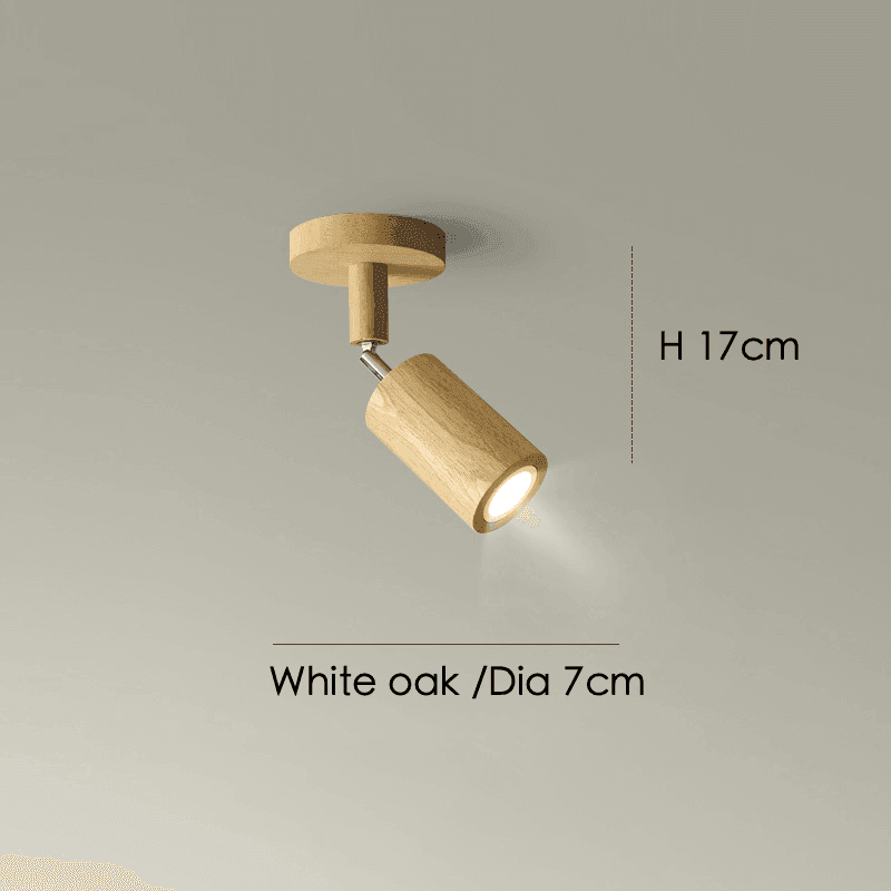 Drewniana lampa punktowa | Regulowana lampa sufitowa LED w kolorze dębu i orzecha włoskiego