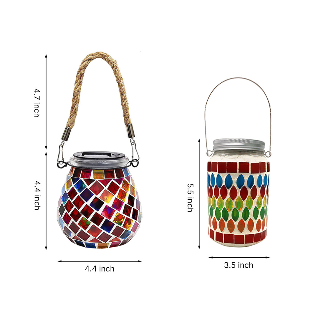 Handgemaakte Gekleurde Solar Buitenlamp – Stained Glass met Magisch Lichtspel
