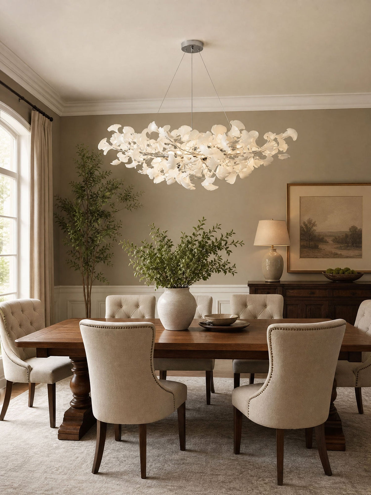Horizon Bloom Gingko Chandelier | Handcrafted Porcelain Ginkgo Leaves