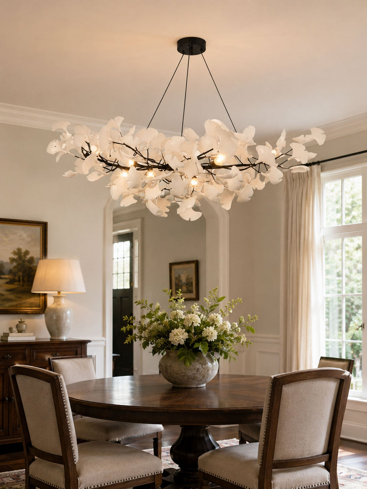 Horizon Bloom Gingko Chandelier | Handcrafted Porcelain Ginkgo Leaves
