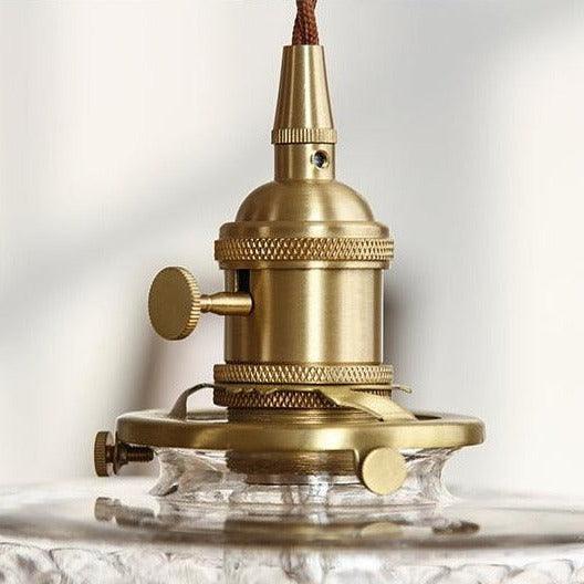 Vintage Glazen Hanglamp | Gouden Metalen E27 Plafondlamp